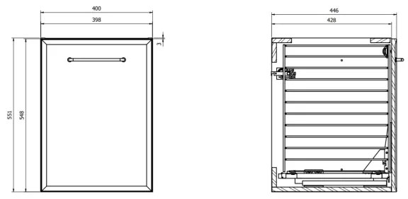Cersanit S1022-011 - Falra szerelhető fürdőszobai szekrény szennyeskosárral MILLE 40x45 cm fehér