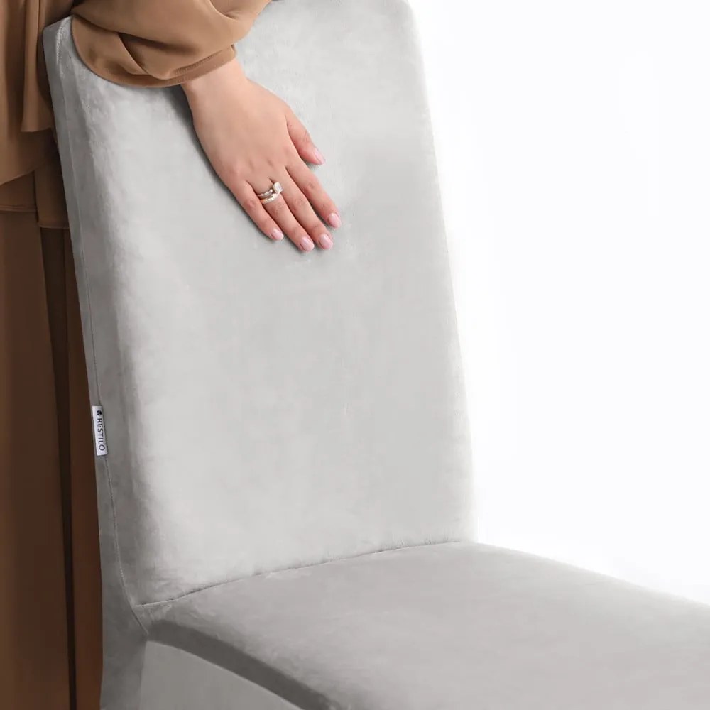 Világosszürke gumis szék huzat szett 4 db-os 48 cm Sento – Restilo