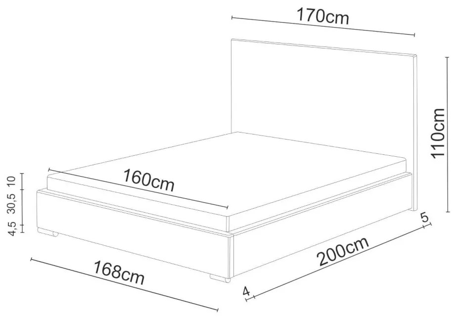 NASTY 4 II kárpitozott ágy+ ágyrács, sofie 14, 160x200