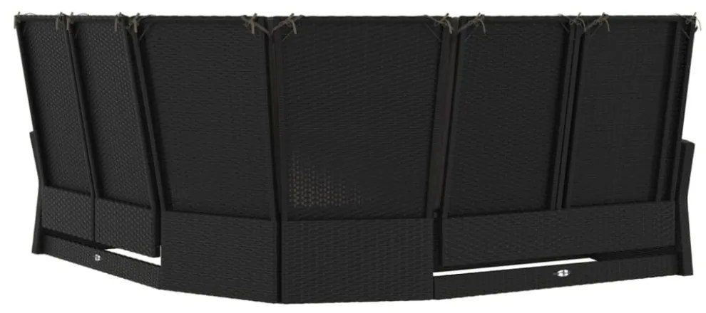 fekete polyrattan dönthető sarokkanapé párnával