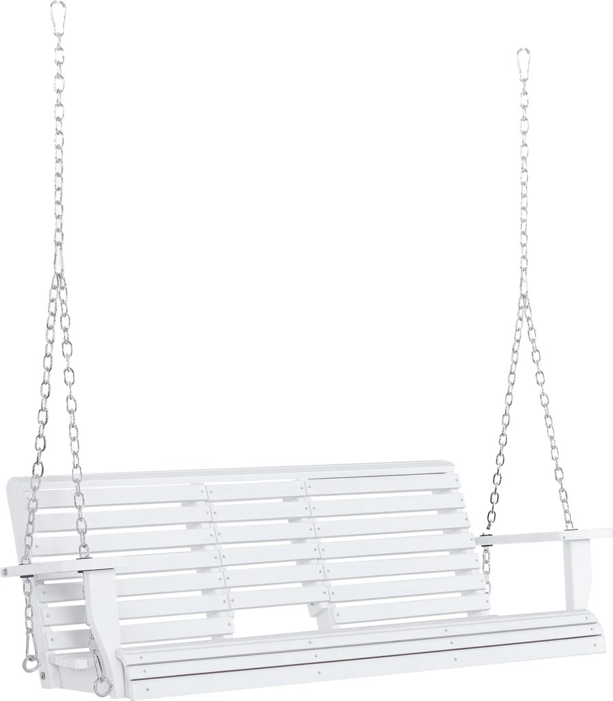 Outsunny Függő Pad Kerti Hinta Pad 2-3 Főnek Összecsukható Kávézó Asztallal Fenyőfából Készített Kényelmes 150 x 75 x 53 cm Fehér | Aosom