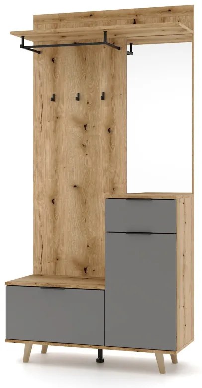 NORDIC Előszobafal Tölgy/Grafit Színben