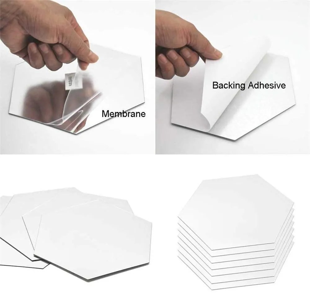 Fali tükör matrica szett 12 db-os 20x17 cm Hexagonal – Ambiance