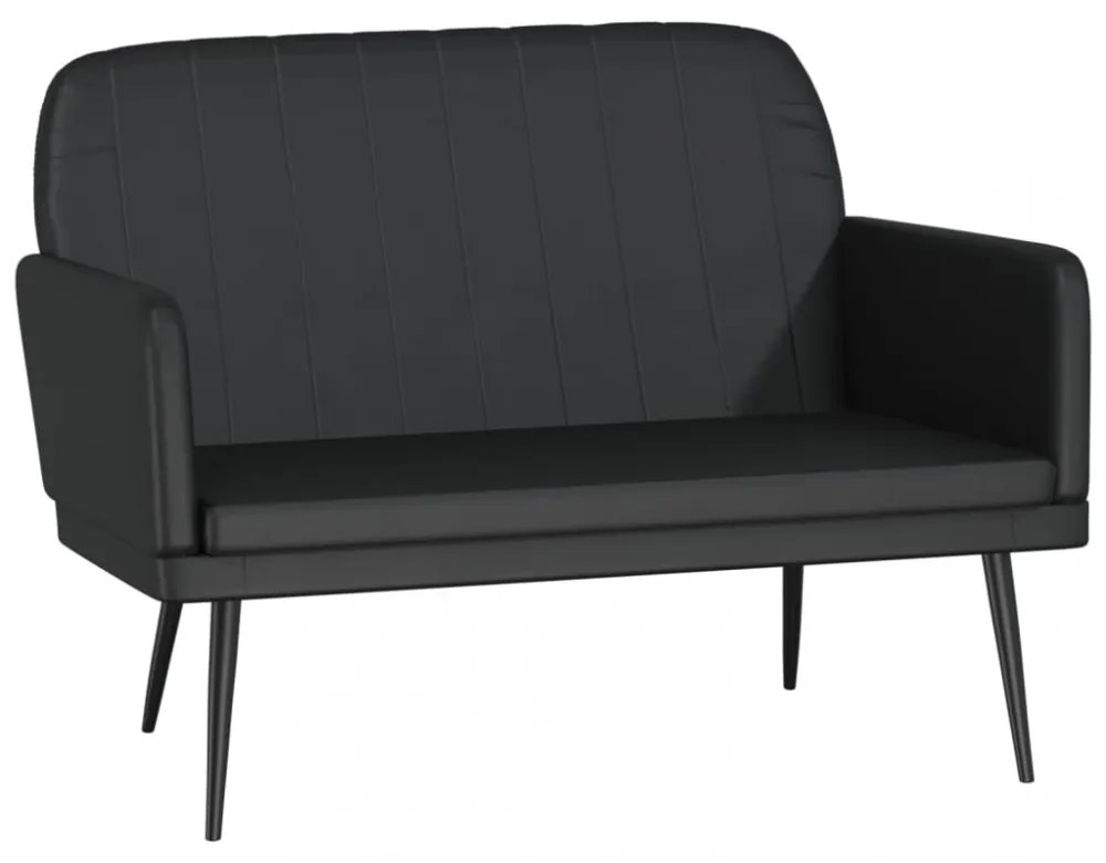 fekete műbőr pad 107 x 80 x 81 cm