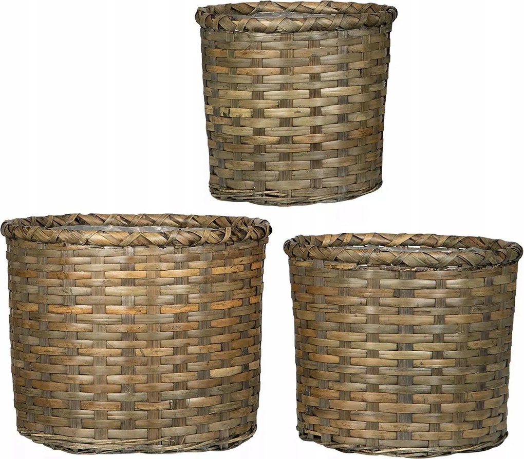 Nagy Virágtartó Boho természetes virágtartó fedő kerek 3 db-os szett