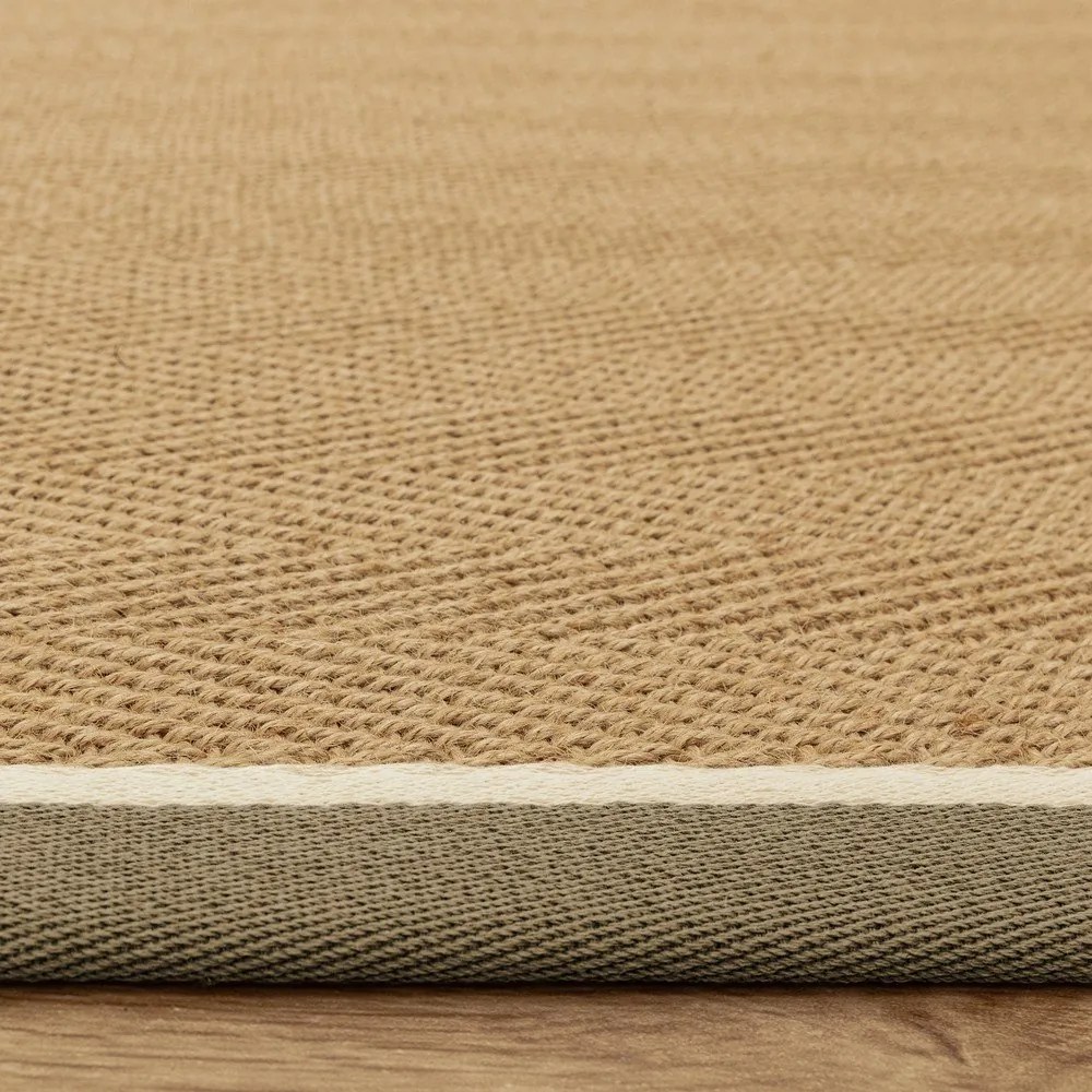 Khaki-natúr színű kétoldalas-kézi szövésű juta futószőnyeg 68x240 cm Bordo Herringbone Khaki – Asiatic Carpets
