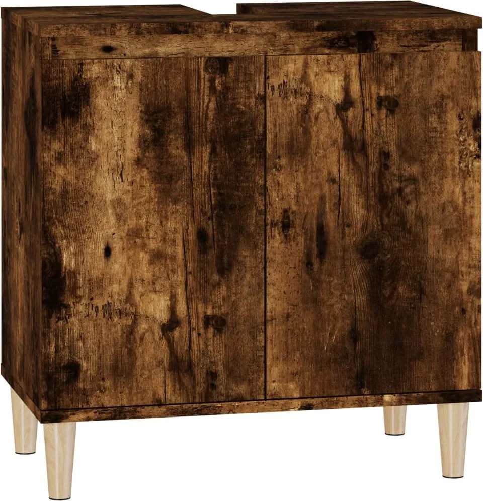 vidaXL füstös tölgy színű szerelt fa mosdószekrény 58x33x60 cm