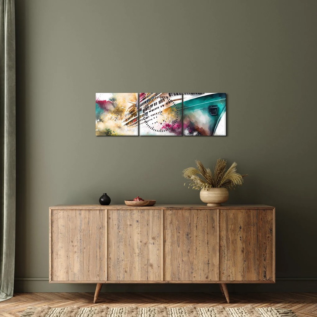 Kép - Akvarell tenger (órával) (90x30 cm)