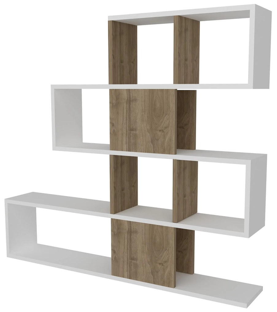 könyvespolc Karlin - White, Walnut