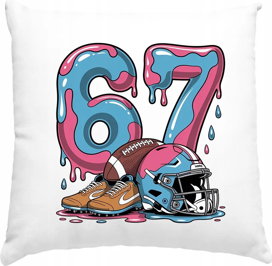 Gyerek párna Fekete Six Seven 67 Brainrot Ajándék fehér