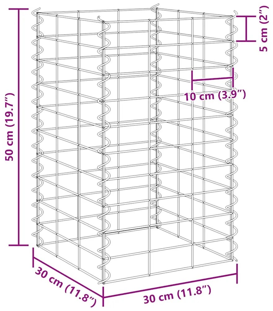 3 db vas gabion magaságyás 30 x 30 x 50 cm