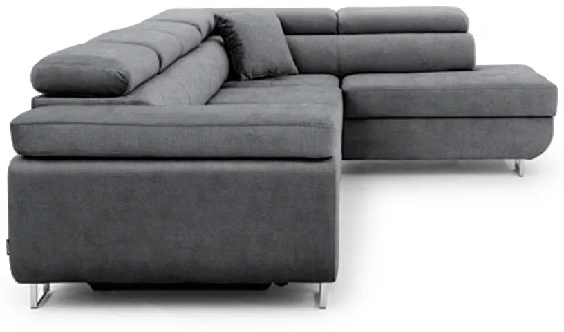 Annabelle Maxi modern sarokkanapé, jobb oldali - grafitszürke könnyen tisztítható velúr Zetta 304 / króm lábak