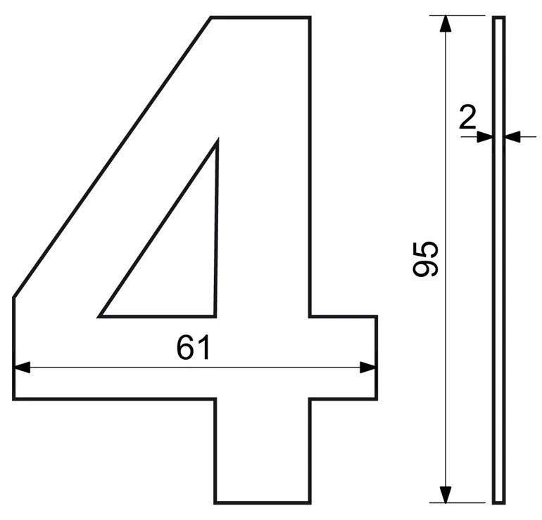 Házszám "4", RN.95L, fekete