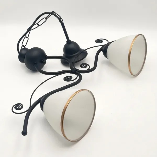 Csillár láncon RETRO 2xE27/60W/230V matt fekete