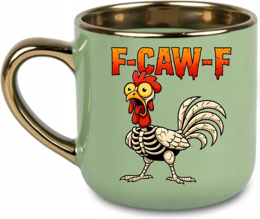 Elegáns bögre „f-caw-f” Arany fül, Humor Premium 400 Zöld