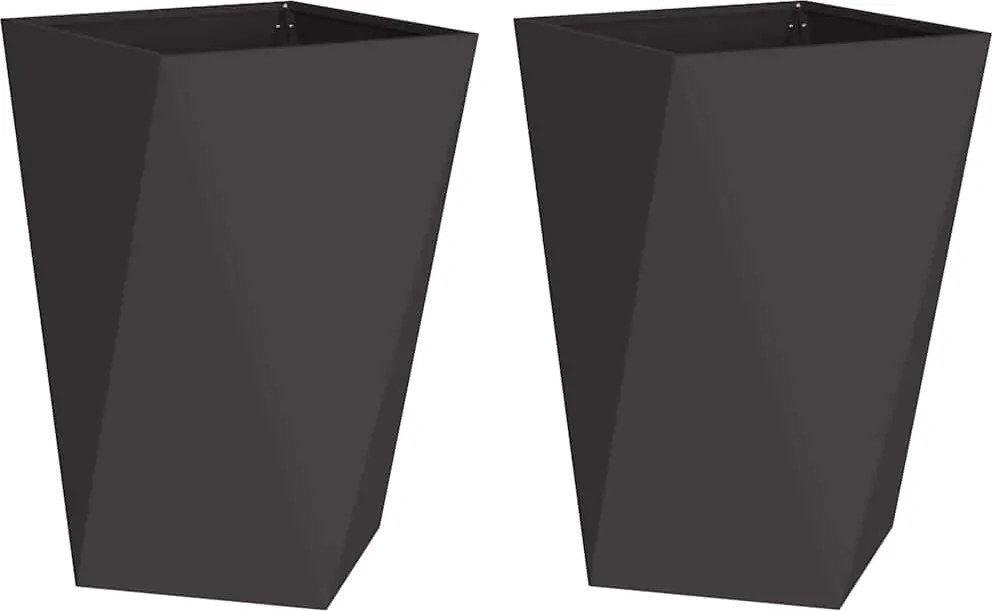 vidaXL Növénytartó 2 pcs Fekete 50 x 50 x 75 cm Acél