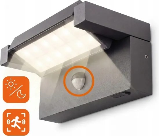 LED kültéri fali lámpa érzékelővel LED/25W/230V IP54 fekete