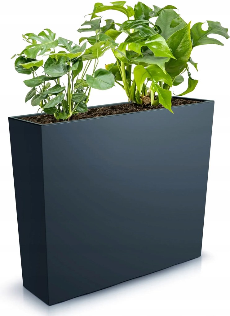 Virágtartó láda sima 58x18x50 cm antracit betét