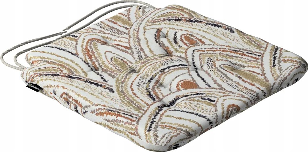 Olek székpárna 42x41 olíva-narancs ívek krémszínű alapon