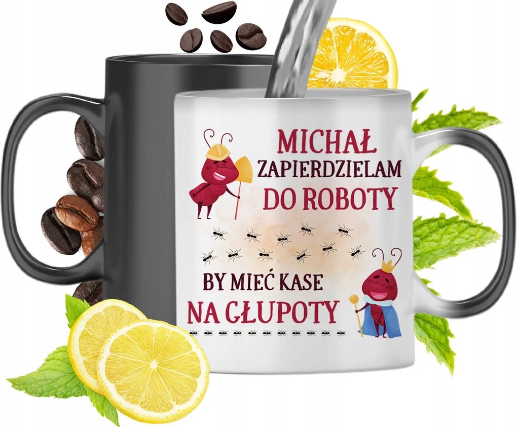 Mágikus bögre Mihálynak Fekete matt nyomott mintával 330ml