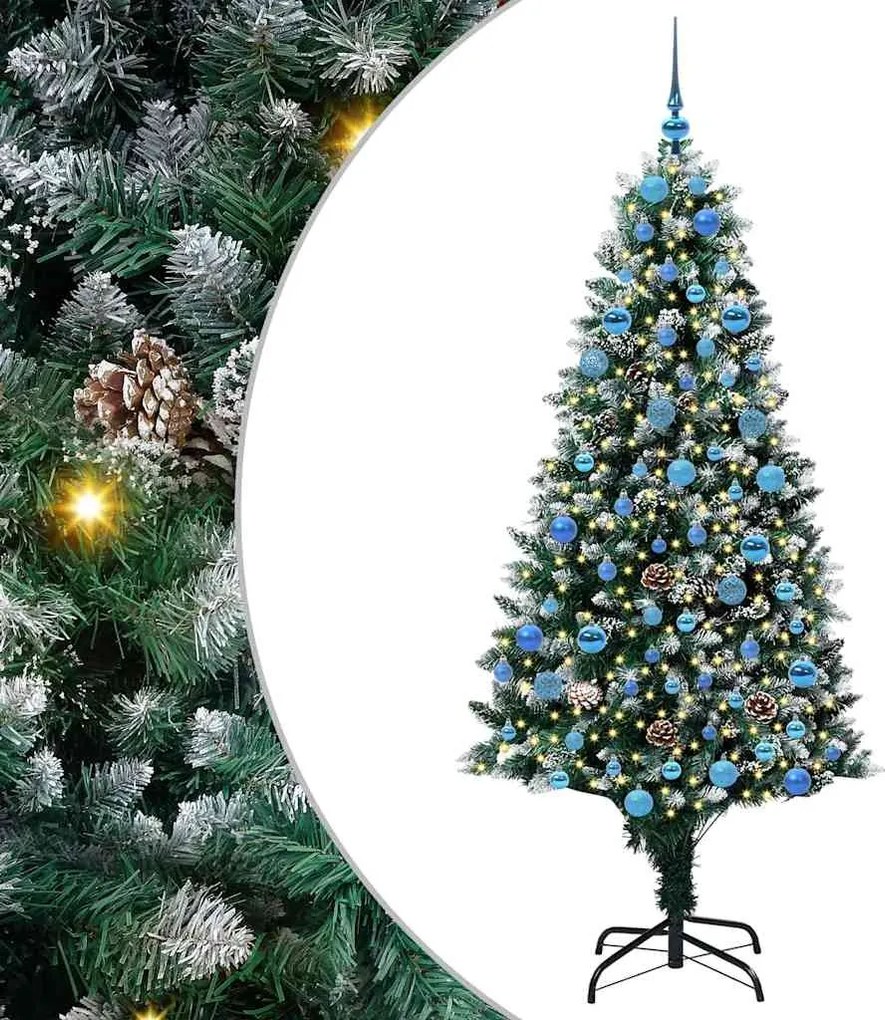 vidaXL Mű karácsonyfa 300 LED-del Zöld 180 cm PVC és Acél és Műanyag