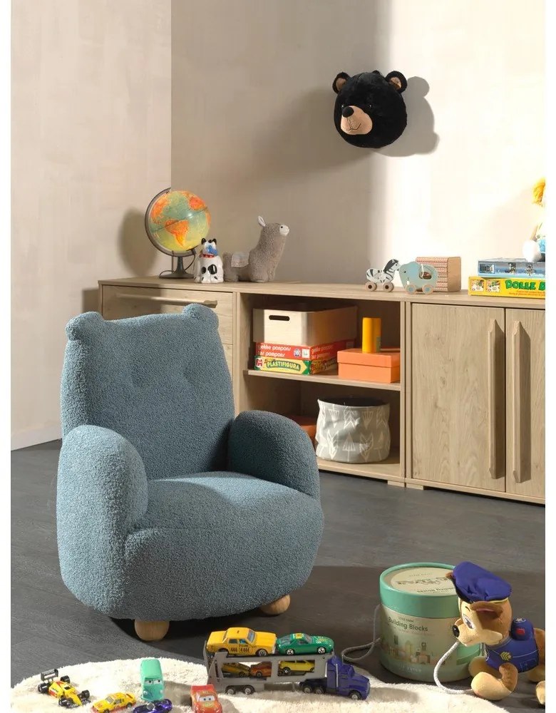 Kék buklé gyerek fotel Rocky – Vipack