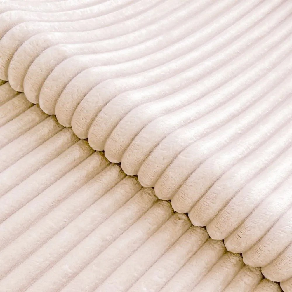 Krémszínű kordbársony sarokkanapé (jobb oldali-L alakú) Marbeya – Ropez