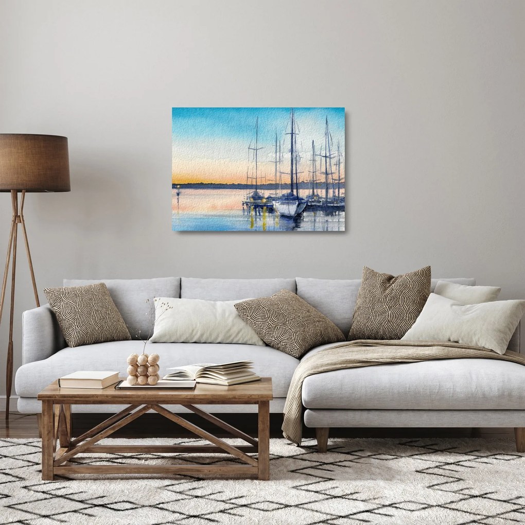 Üveg kép - Csónakázás, akvárium (70x50 cm)