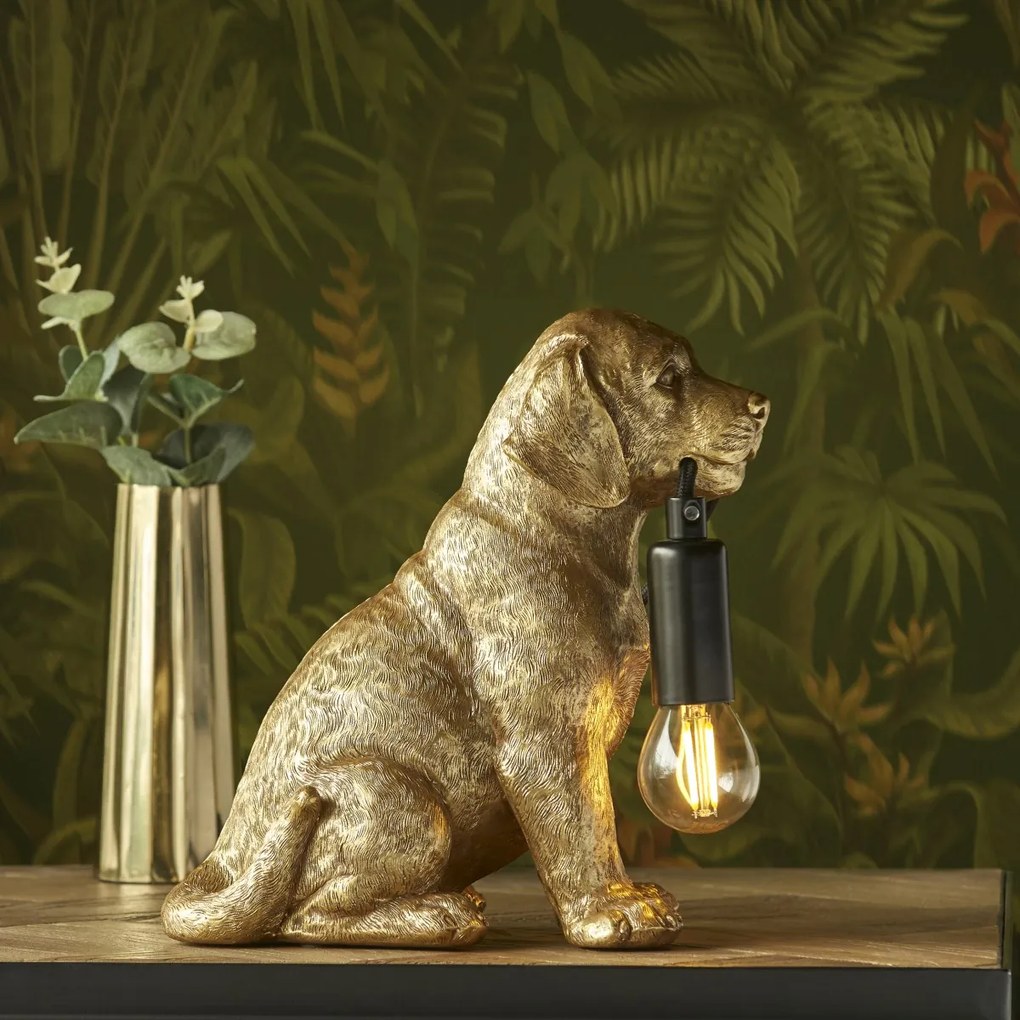 Endon modern asztali lámpa labrador puppy matt fekete arany end107364