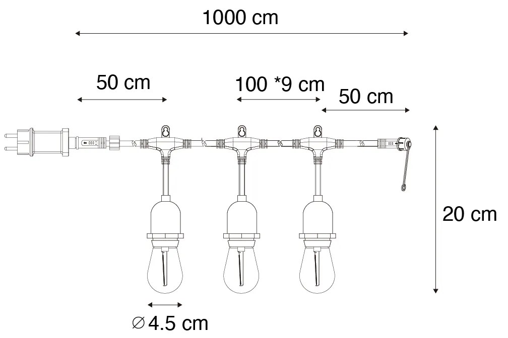 LED láncfény 10 méter 10 lámpa fényes IP44 - Chill