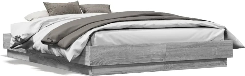 vidaXL sonoma tölgyszínű szerelt fa ágykeret 135 x 190 cm