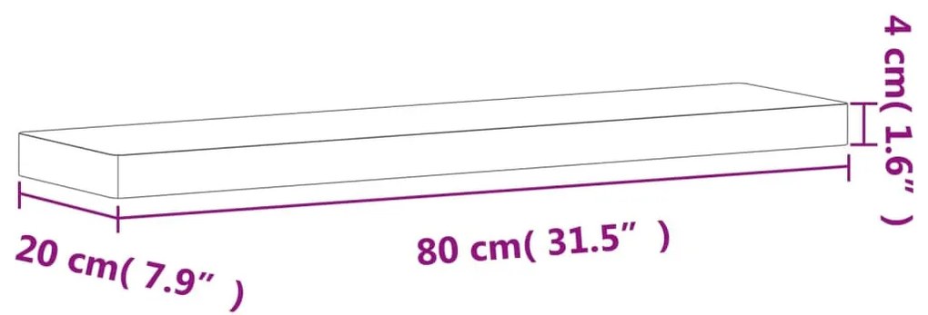 tömör bükkfa fali polc 80 x 20 x 4 cm