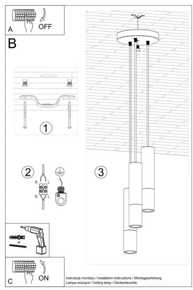 Sollux SL.0955 - Csillár zsinóron LOOPEZ 3xGU10/10W/230V kerek fekete/arany