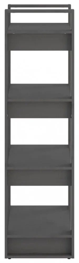 szürke tömör fa könyvszekrény/térelválasztó 60 x 35 x 125 cm