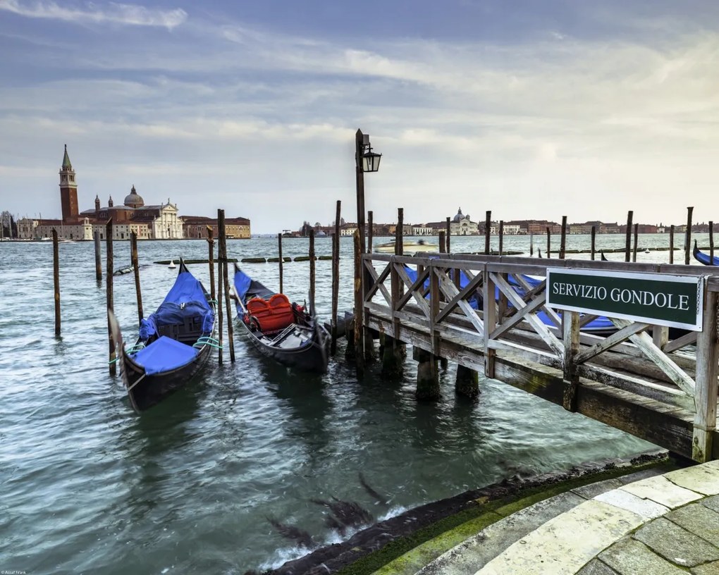 Poszter 50x40cm Gondola kikötési hely a Grand Canale-en, Assaf Frank