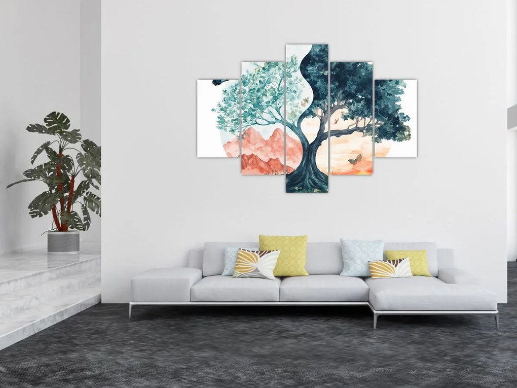 Kép – Akvarellfa tele élettel (150x105 cm)