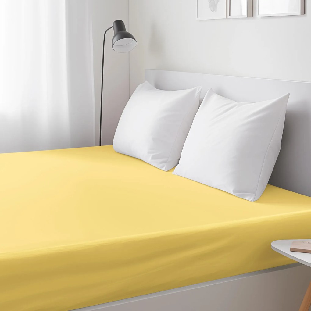 Goldea körgumis pamut lepedő - sárga 80 x 200 cm