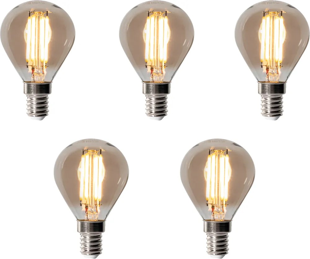 5 db-os E14 szabályozható LED izzó P45 füst 5W 470LM 2200K