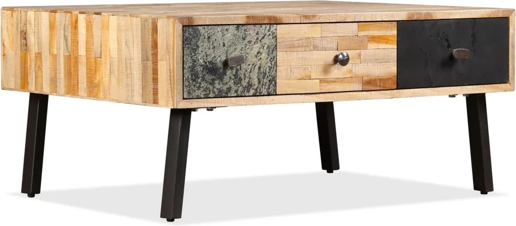 vidaXL tömör újrahasznosított tíkfa dohányzóasztal 90 x 65 x 40 cm