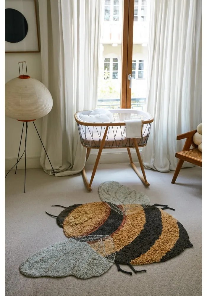 Sárga mosható kézi szövésű pamut gyerek szőnyeg 115x150 cm Bee – Lorena Canals