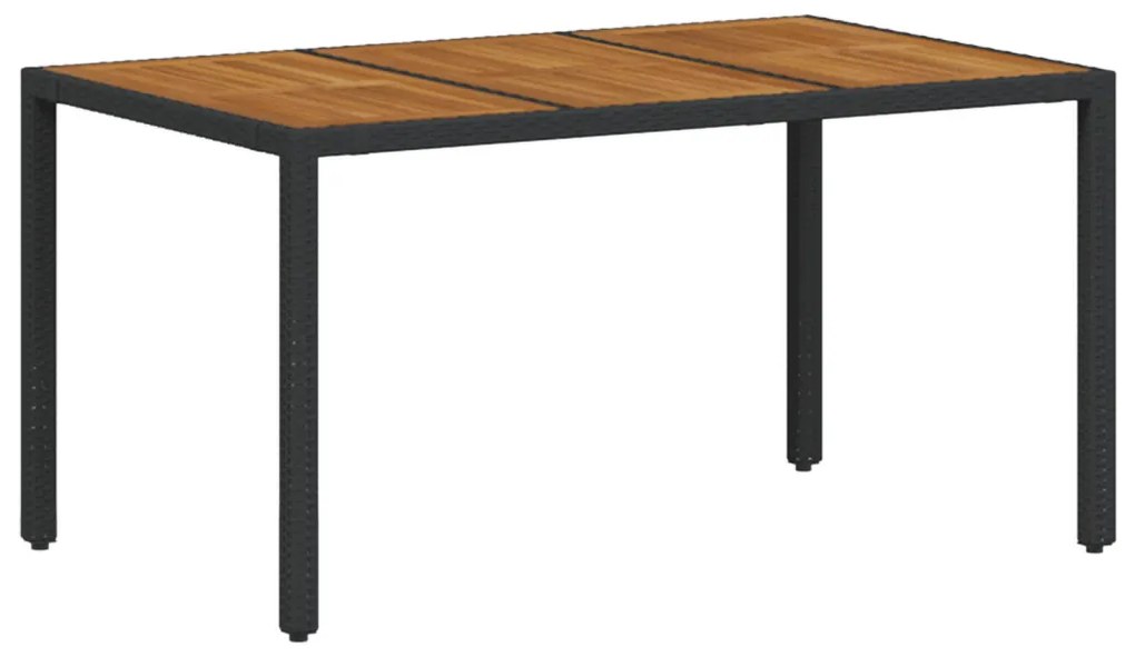 7 Darabos Kerti Étkezőszett Fekete Poly Rattan Akácia, Összecsukható Kerti Székek Párnákkal 2 db Fekete Poly Rattan