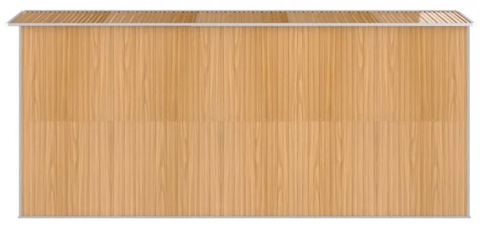 világosbarna horganyzott acél kerti fészer 192 x 440 x 223 cm