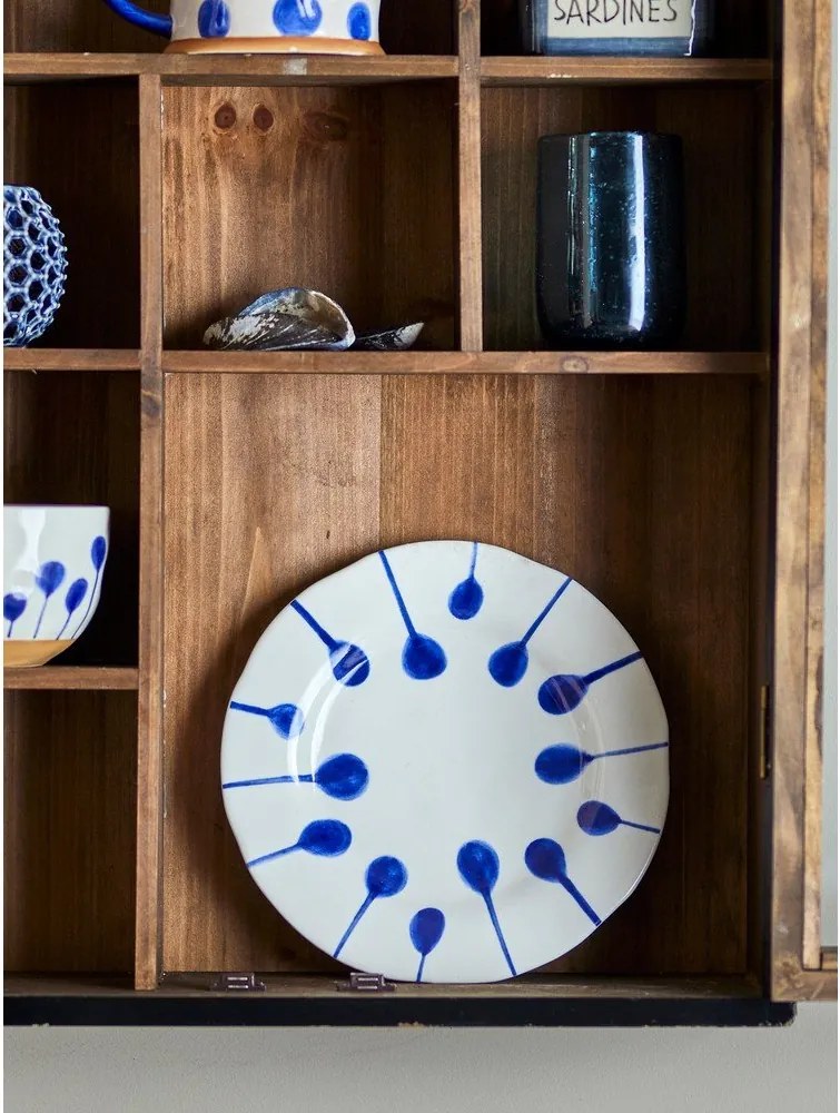 Fehér-kék kőedény desszertes tányér készlet 3 db-os ø 22 cm Linora – Bloomingville