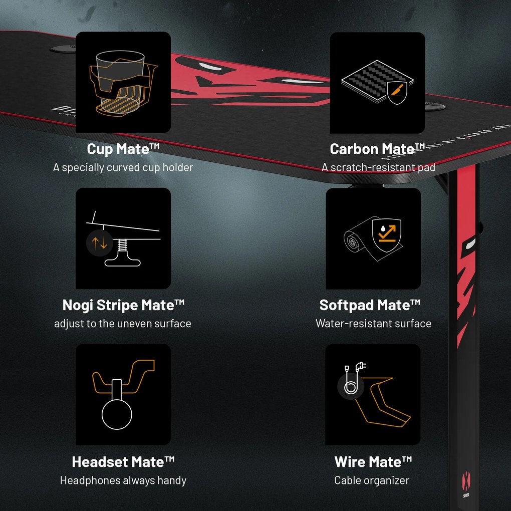 Gamer asztal 140 cm fekete: Diablo X-Mate 1400