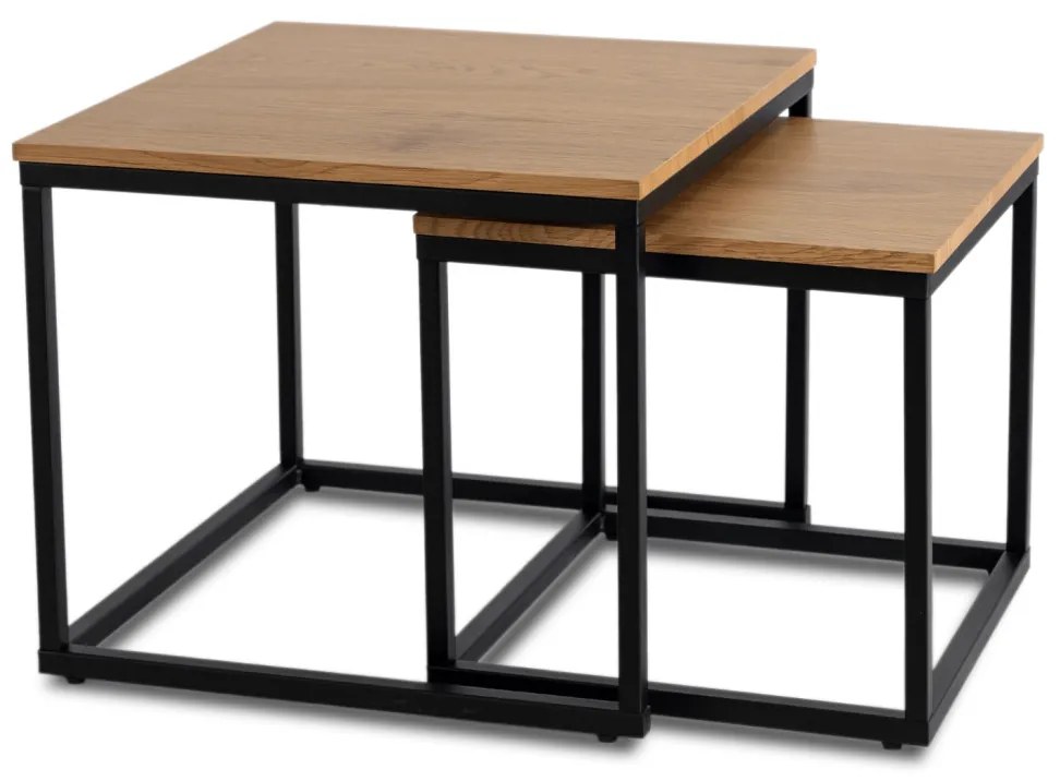Zestaw Stolików CARMI Dąb Złoty/Czarny