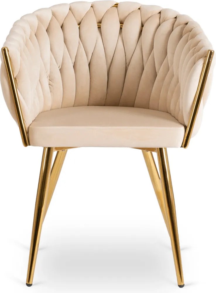 Krzesło CAPI Kremowe Plecione Welurowe