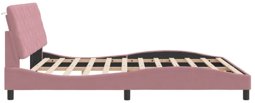 rózsaszín bársony ágykeret matrac nélkül 180 x 200 cm
