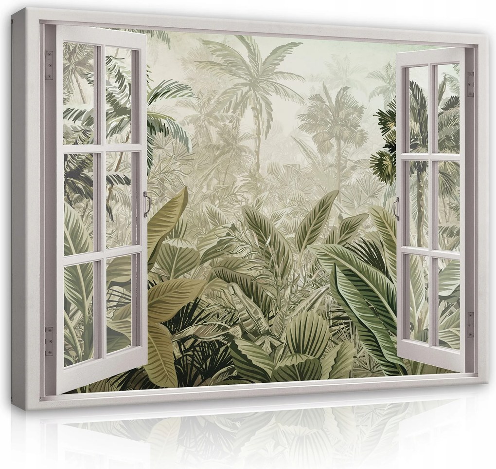 Vászonkép Ablak Erdő 3D Nagy Falra Nappaliba 80x60