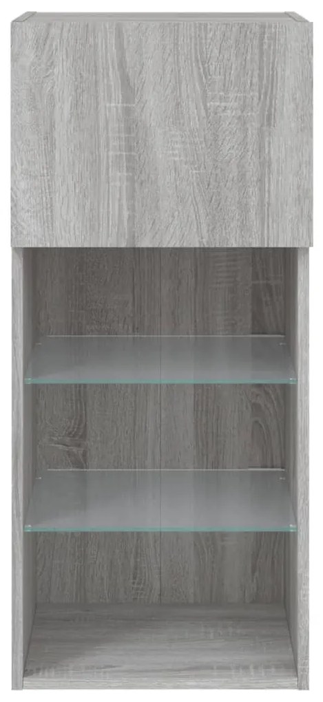 2 db szürke sonoma színű TV-szekrény LED-ekkel 40,5x30x90 cm