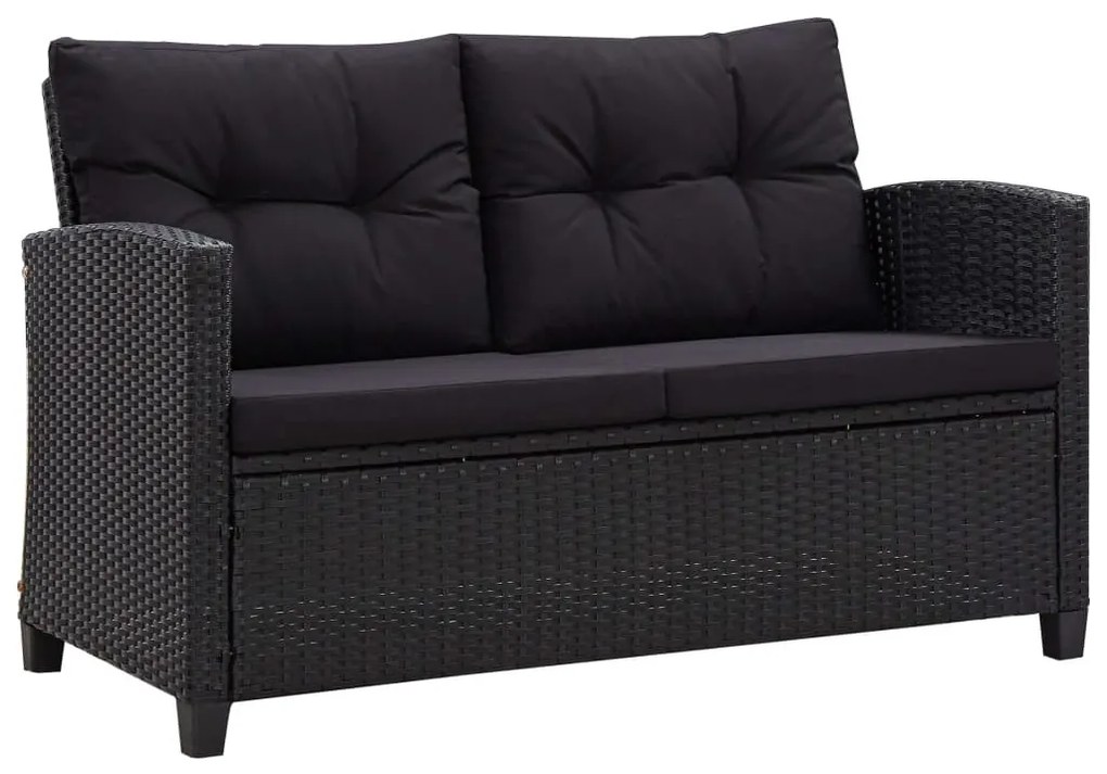 6 részes fekete polyrattan kerti ülőgarnitúra párnákkal